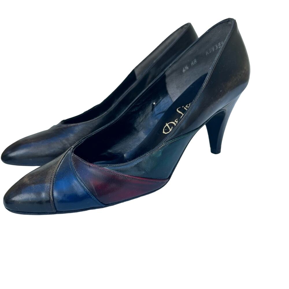 De Liso Vintage Heels Pumps Size 6.5 AA Brown Red Green Blue Multicolor